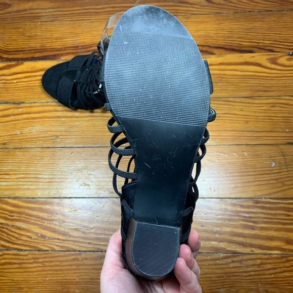 CP Caged Heeled Black Sandals - Picture 5 of 6